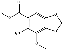 6-氨基-7-甲氧基苯并[D][1,3]二氧杂环戊烯-5-羧酸甲酯 结构式