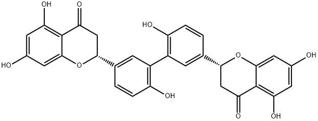 4H-1-Benzopyran-4-one,2,2'-(6,6'-dihydroxy[1,1'-biphenyl]-3,3'-diyl)bis[2,3-dihydro-5,7-dihydroxy-,(2R,2'R)- (9CI) 结构式