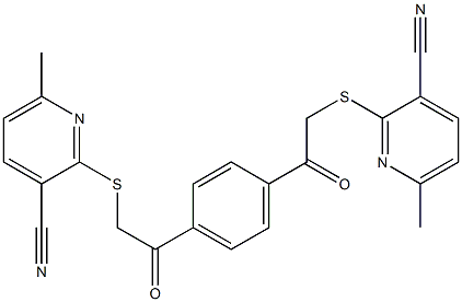 3-Pyridinecarbonitrile, 2,2'-[1,4-phenylenebis[(2-oxo-2,1-ethanediyl)thio]]bis[6-methyl- (9CI) 结构式