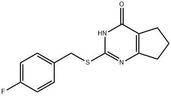 2 - ((4-氟苄基)硫基)-6,7-二氢-3H-环戊二烯并[D]嘧啶-4(5H) - 酮 结构式