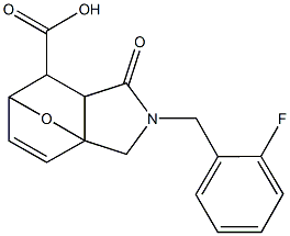 3-(2-fluorobenzyl)-4-oxo-10-oxa-3-azatricyclo[5.2.1.0~1,5~]dec-8-ene-6-carboxylic acid 结构式