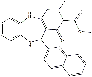 methyl 3-methyl-11-(2-naphthyl)-1-oxo-2,3,4,5,10,11-hexahydro-1H-dibenzo[b,e][1,4]diazepine-2-carboxylate 结构式