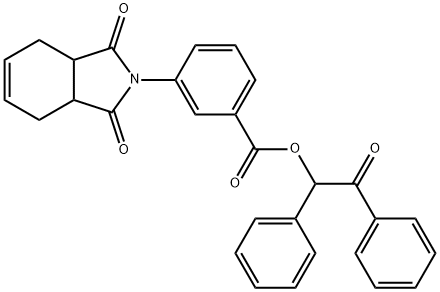 2-oxo-1,2-diphenylethyl 3-(1,3-dioxo-1,3,3a,4,7,7a-hexahydro-2H-isoindol-2-yl)benzoate 结构式