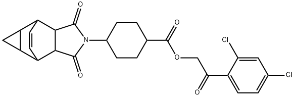 2-(2,4-dichlorophenyl)-2-oxoethyl 4-(3,5-dioxo-4-azatetracyclo[5.3.2.0~2,6~.0~8,10~]dodec-11-en-4-yl)cyclohexanecarboxylate 结构式