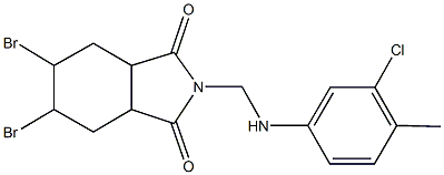5,6-dibromo-2-[(3-chloro-4-methylanilino)methyl]hexahydro-1H-isoindole-1,3(2H)-dione 结构式
