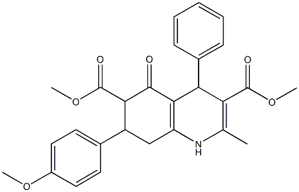 dimethyl 7-(4-methoxyphenyl)-2-methyl-5-oxo-4-phenyl-1,4,5,6,7,8-hexahydroquinoline-3,6-dicarboxylate 结构式