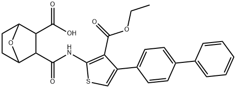 3-({[4-[1,1'-biphenyl]-4-yl-3-(ethoxycarbonyl)-2-thienyl]amino}carbonyl)-7-oxabicyclo[2.2.1]heptane-2-carboxylic acid 结构式