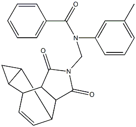 N-[(3,5-dioxo-4-azatetracyclo[5.3.2.0~2,6~.0~8,10~]dodec-11-en-4-yl)methyl]-N-(3-methylphenyl)benzamide 结构式