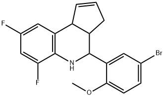 4-bromo-2-(6,8-difluoro-3a,4,5,9b-tetrahydro-3H-cyclopenta[c]quinolin-4-yl)phenyl methyl ether 结构式