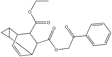 6-ethyl 7-(2-oxo-2-phenylethyl) tricyclo[3.2.2.0~2,4~]non-8-ene-6,7-dicarboxylate 结构式