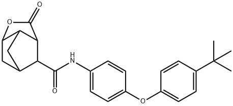 N-[4-(4-tert-butylphenoxy)phenyl]-5-oxo-4-oxatricyclo[4.2.1.0~3,7~]nonane-9-carboxamide 结构式