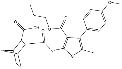 3-({[4-(4-methoxyphenyl)-5-methyl-3-(propoxycarbonyl)thien-2-yl]amino}carbonyl)bicyclo[2.2.1]heptane-2-carboxylic acid 结构式