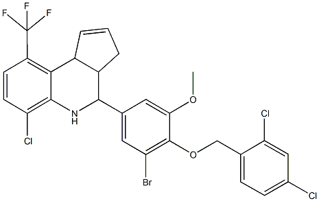 4-{3-bromo-4-[(2,4-dichlorobenzyl)oxy]-5-methoxyphenyl}-6-chloro-9-(trifluoromethyl)-3a,4,5,9b-tetrahydro-3H-cyclopenta[c]quinoline 结构式