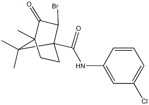 2-bromo-N-(3-chlorophenyl)-4,7,7-trimethyl-3-oxobicyclo[2.2.1]heptane-1-carboxamide 结构式