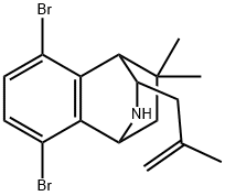 3,6-dibromo-11,11-dimethyl-10-(2-methyl-2-propenyl)-9-azatricyclo[6.2.2.0~2,7~]dodeca-2,4,6-triene 结构式
