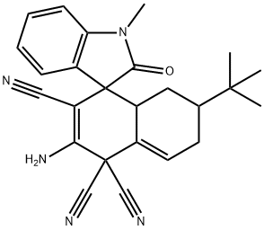2-amino-6-tert-butyl-1'-methyl-1',3',4a,5,6,7-hexahydro-2'-oxospiro[naphthalene-4,3'-(2'H)-indole]-1,1,3(4H)-tricarbonitrile 结构式