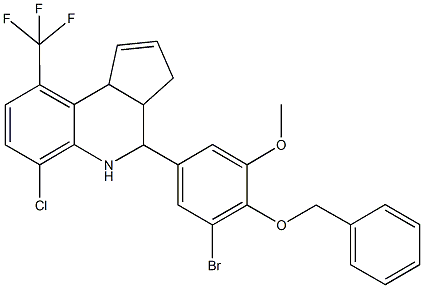 4-[4-(benzyloxy)-3-bromo-5-methoxyphenyl]-6-chloro-9-(trifluoromethyl)-3a,4,5,9b-tetrahydro-3H-cyclopenta[c]quinoline 结构式