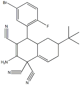 2-amino-4-(5-bromo-2-fluorophenyl)-6-tert-butyl-4a,5,6,7-tetrahydro-1,1,3(4H)-naphthalenetricarbonitrile 结构式