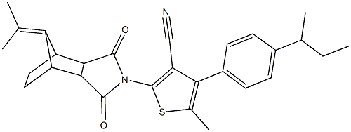 4-(4-sec-butylphenyl)-5-methyl-2-[10-(1-methylethylidene)-3,5-dioxo-4-azatricyclo[5.2.1.0~2,6~]dec-4-yl]-3-thiophenecarbonitrile 结构式