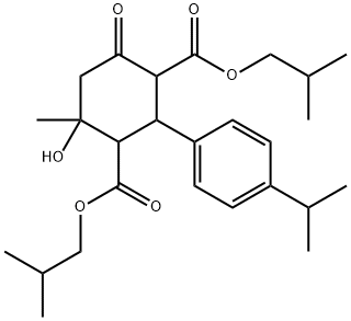 diisobutyl 4-hydroxy-2-(4-isopropylphenyl)-4-methyl-6-oxo-1,3-cyclohexanedicarboxylate 结构式