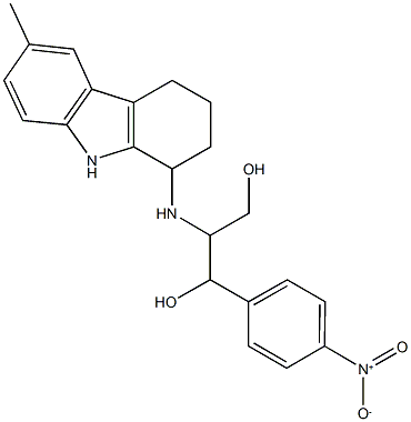 1-{4-nitrophenyl}-2-[(6-methyl-2,3,4,9-tetrahydro-1H-carbazol-1-yl)amino]-1,3-propanediol 结构式