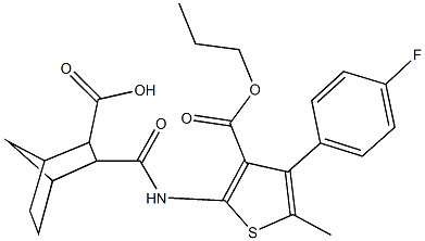 3-({[4-(4-fluorophenyl)-5-methyl-3-(propoxycarbonyl)thien-2-yl]amino}carbonyl)bicyclo[2.2.1]heptane-2-carboxylic acid 结构式