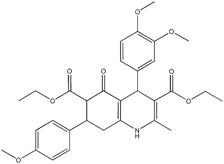 diethyl 4-(3,4-dimethoxyphenyl)-7-(4-methoxyphenyl)-2-methyl-5-oxo-1,4,5,6,7,8-hexahydro-3,6-quinolinedicarboxylate 结构式