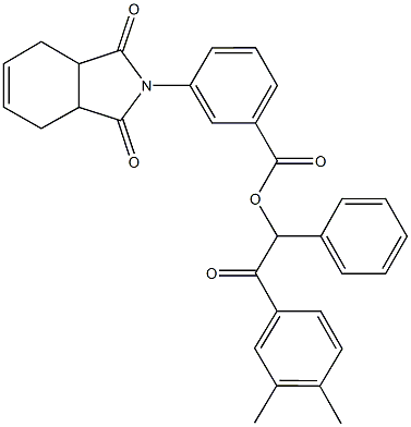 2-(3,4-dimethylphenyl)-2-oxo-1-phenylethyl 3-(1,3-dioxo-1,3,3a,4,7,7a-hexahydro-2H-isoindol-2-yl)benzoate 结构式