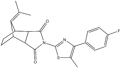 4-[4-(4-fluorophenyl)-5-methyl-1,3-thiazol-2-yl]-10-(1-methylethylidene)-4-azatricyclo[5.2.1.0~2,6~]decane-3,5-dione 结构式