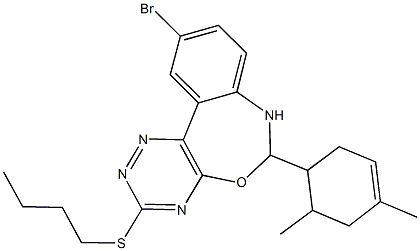 10-bromo-3-(butylsulfanyl)-6-(4,6-dimethyl-3-cyclohexen-1-yl)-6,7-dihydro[1,2,4]triazino[5,6-d][3,1]benzoxazepine 结构式