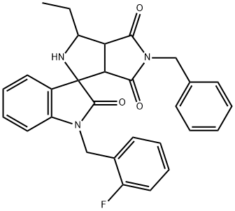 2-benzyl-4-ethyl-1'-(2-fluorobenzyl)-1',3a,3',4,6,6a-hexahydrospiro(pyrrolo[3,4-c]pyrrole-6,3'-[2'H]-indole)-1,2',3(2H,3aH)-trione 结构式
