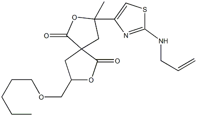 3-[2-(allylamino)-1,3-thiazol-4-yl]-3-methyl-8-[(pentyloxy)methyl]-2,7-dioxaspiro[4.4]nonane-1,6-dione 结构式