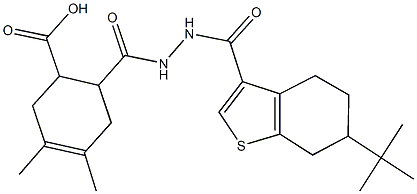 6-({2-[(6-tert-butyl-4,5,6,7-tetrahydro-1-benzothien-3-yl)carbonyl]hydrazino}carbonyl)-3,4-dimethyl-3-cyclohexene-1-carboxylic acid 结构式