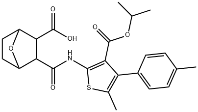 3-({[3-(isopropoxycarbonyl)-5-methyl-4-(4-methylphenyl)-2-thienyl]amino}carbonyl)-7-oxabicyclo[2.2.1]heptane-2-carboxylic acid 结构式