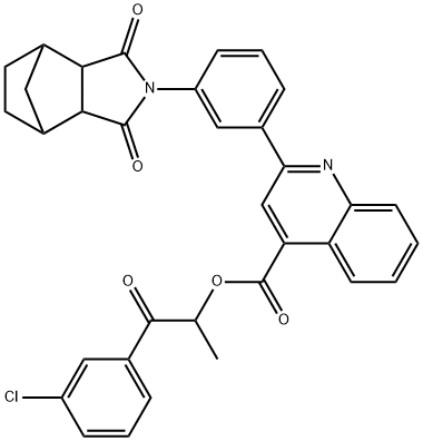 2-(3-chlorophenyl)-1-methyl-2-oxoethyl 2-[3-(3,5-dioxo-4-azatricyclo[5.2.1.0~2,6~]dec-4-yl)phenyl]-4-quinolinecarboxylate 结构式