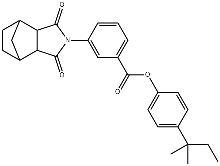 4-tert-pentylphenyl 3-(3,5-dioxo-4-azatricyclo[5.2.1.0~2,6~]dec-4-yl)benzoate 结构式