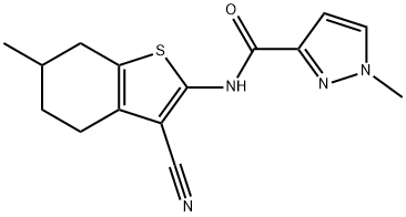 N-(3-cyano-6-methyl-4,5,6,7-tetrahydro-1-benzothien-2-yl)-1-methyl-1H-pyrazole-3-carboxamide 结构式