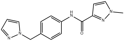 1-methyl-N-[4-(1H-pyrazol-1-ylmethyl)phenyl]-1H-pyrazole-3-carboxamide 结构式