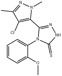 5-(4-chloro-1,3-dimethyl-1H-pyrazol-5-yl)-4-(2-methoxyphenyl)-4H-1,2,4-triazole-3-thiol 结构式