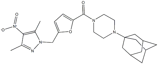 1-(1-adamantyl)-4-[5-({4-nitro-3,5-dimethyl-1H-pyrazol-1-yl}methyl)-2-furoyl]piperazine 结构式
