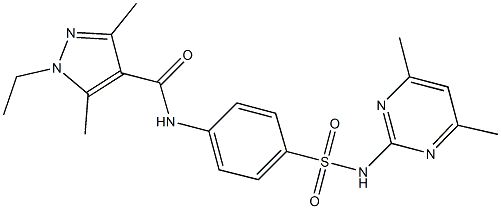 N-(4-{[(4,6-dimethyl-2-pyrimidinyl)amino]sulfonyl}phenyl)-1-ethyl-3,5-dimethyl-1H-pyrazole-4-carboxamide 结构式