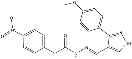 2-{4-nitrophenyl}-N'-{[3-(4-methoxyphenyl)-1H-pyrazol-4-yl]methylene}acetohydrazide 结构式