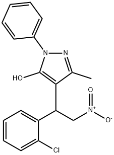 4-{1-(2-chlorophenyl)-2-nitroethyl}-3-methyl-1-phenyl-1H-pyrazol-5-ol 结构式