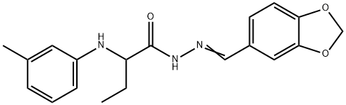 N'-(1,3-benzodioxol-5-ylmethylene)-2-(3-toluidino)butanohydrazide 结构式