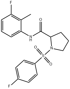 N-(3-fluoro-2-methylphenyl)-1-[(4-fluorophenyl)sulfonyl]-2-pyrrolidinecarboxamide 结构式