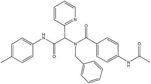 4-(acetylamino)-N-benzyl-N-[2-oxo-1-(2-pyridinyl)-2-(4-toluidino)ethyl]benzamide 结构式