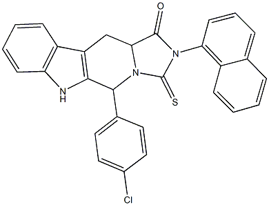 5-(4-chlorophenyl)-2-(1-naphthyl)-3-thioxo-2,3,5,6,11,11a-hexahydro-1H-imidazo[5',1':6,1]pyrido[3,4-b]indol-1-one 结构式