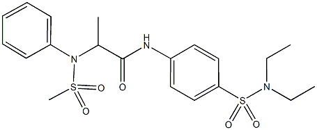 N-{4-[(diethylamino)sulfonyl]phenyl}-2-[(methylsulfonyl)anilino]propanamide 结构式