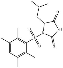 5-isobutyl-1-[(2,3,5,6-tetramethylphenyl)sulfonyl]-2-thioxo-4-imidazolidinone 结构式