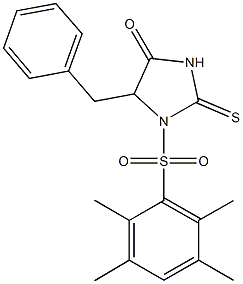 5-benzyl-1-[(2,3,5,6-tetramethylphenyl)sulfonyl]-2-thioxo-4-imidazolidinone 结构式